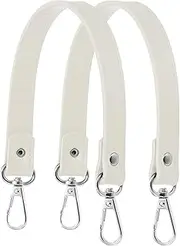 [uxcell] Leather Purse Strap Replacement PU Short Bag Handles with Gold Lobster Buckles, 13 Inch Length Fit for Handbags Shoulder Bag Accessories - Rectangle (2 Pack, White)