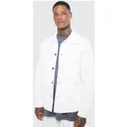 Mens Ecru Patch Pocket Twill Harrington Jacket