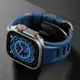 獨家午夜藍液態矽膠錶帶 不鏽鋼摺疊扣適用Apple Watch Ultra 2 9代 8 7 se 44 45 49mm