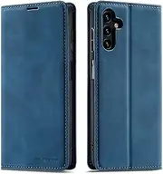 [QLTYPRI] for Samsung Galaxy A13 5G Case, Premium PU Leather Cover TPU Bumper with Card Holder Kickstand Hidden Magnetic Adsorption Shockproof Flip Wallet Case for Samsung Galaxy A13 5G/A04s - Blue