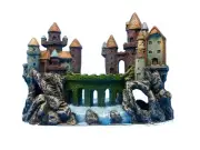 CASTLE & BRIDGE ON ROCK CLIFFS 25139 AQUARIUM DECOR POLYRESIN TANK ORNAMENT