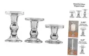 Clear Glass Candle Holder Set - Elegant Crystal Candlestick Holders for