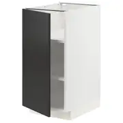 METOD base cabinet with shelves, white/Nickebo matt anthracite, 40x60x80 cm