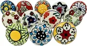 Multicoloured Ceramic Knobs for Cabinet Dresser Drawer Furniture Desks Handle Door Cupboard Wardrobe Pull Hand Painted Ceramic Knobs Cabinet Set of 12