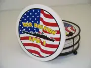 USS RALEIGH LPD 1 Ceramic Coasters Set W / Holder USN Navy Military