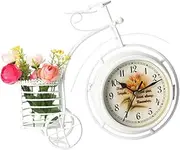 Double Sided Clock Waterproof Vintage Metal Rustic Bicycle Clock Bike Shaped Double Side Table Decorative Clock for Home Decor with Basket for Patio, Garage, Train Station Clock