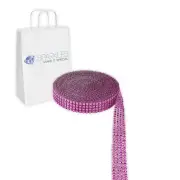 Hot Pink 4 Row Diamond Rhinestone Ribbon Trim Mesh Wrap 2 Yards - Wedding in