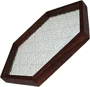 KOCKSHION Flower Relief Glass Serving Tray with Walnut Edge Decorative Tea Platter for Fruits Snacks and Desserts Elegant Table Tray for Living Use