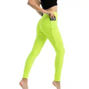 Nevenka Womens Leggings Ruched Butt Lifting Stretchy Tights with Pockets-Green