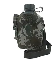 Army Water Canteen | Camping Hiking Hydration Canteens With Camouflage Cover - 1L Filtration Supplies With Strap, Hiking Hydration Flasks, Insulated Beverage Containers For Hiking
