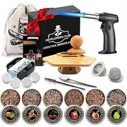 Cocktail Smoker Kit for Bourbon Whiskey Gifts for Men Drink Smoker Infuser Old Fashioned Kit with Torch Ice Cube Tray Whiskey Making Accessories Infuse Cocktail Wine Meat