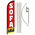 Sofa Sale Red Advertising Windless Banner Flag & Flag Pole Kit & Ground Spike