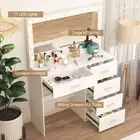 Dressing Table Makeup Vanity Set with Large Mirror Hollywood Desk Set Organizer