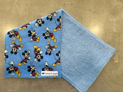 Mickey Mouse Baby Burp Cloth Flannel Fabric Towel Backed Free Post Handmade