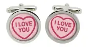 Love Heart I Love You Cufflinks in Chrome Box