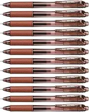 Pentel Energel-X Liquid Gel Retractable Pen 0.5mm Nib Brown Ink, Box of 12 Pens (BLN105-E)