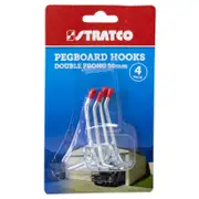 Stratco Pegboard Hooks Double Prong 4 Pieces 50mm