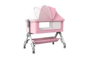Bopeep Baby Cot Bed Crib Portable Bassinet Safety Fence Adjustable Bedside Pink