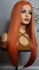 New Long Straight 13x4 Free-part Lace Frontal Hair Wig Red Orange Auburn Ginger