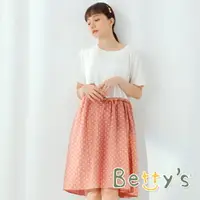 在飛比找樂天市場購物網優惠-betty’s貝蒂思 點點拼接假兩件洋裝 (深桔色)