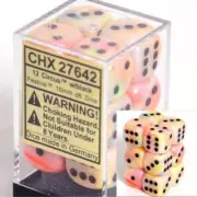 Chessex Dice d6 Set 16mm Festive Circus Black Pips 6 Sided Die 12 Sets CHX 27642
