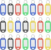 uxcell Plastic Key Tags with Split Ring Label Window Identifiers ID Keychain Tags, 4.7x2mm Fit for Name Luggage (50Pcs, Multicolor)