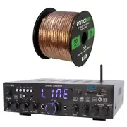 Pyle PDA4BU Bluetooth Stereo MultiChannel 200W Amplifier Receiver Bundle w/ Wire