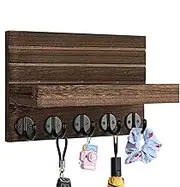 Key Holder for Wall - Wooden Mail Organizer Rack | Rustic Mail Sorter Organizer | Entrance Shelf Letter Storage Rack | Wall-Mounted Key Ring Hanger Racks with Shelf for Hallway Farmhouse