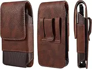 Phone Holster for Samsung Galaxy S22 Ultra S23 Ultra S21+ S20+ Note 20 A54 A53 A12 /Moto G Power G 5G Edge+ /TCL 10L /iPhone 14 Plus Cell Phone Case with Belt Clip Loop Pouch ID Card Holder (Brown)