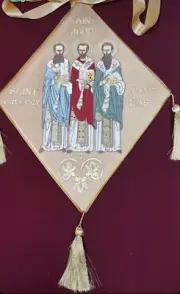 Orthodox Christian priest palitsa Epigonation with Saints Gregory,John and Basil