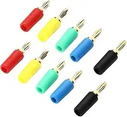 10PCS 2.5mm Banana Plugs, Brass Gold Plated Soldering Connector Assortment with Fast Connection for Speaker Wire