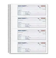 Adams Money and Rent Receipt Book 2-Part Carbonless 7-5/8" x 11" Spiral Bound