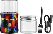 Electric Herb Grinder, Small Spice Grinder Electric Herb Grinders Mini Size 2inx3.5inches with 2pcs 1.7oz/50ml Glass Jar Herb Jar Portable Herb Grinder Rechargeable Automatic Herb Grinder