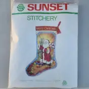 Crewel/Sunset Stitchery FATHER CHRISTMAS Stocking Kit - 1982 - NEW - #2005