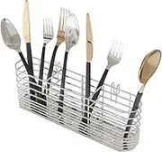 ESBOLM Cutlery Holder, Silverware Organizer And Drying Rack Stainless Steel Cutlery Rack With Hook Drying Rack, 3 Compartments, Rust-Proof.