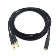 Black Audio Cable PC Splitter For Kingston Hyperx Cloud Mix Alpha Gaming Headset