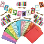 Cardboard Paper Picture Frame DIY Hanging Kit (50 Pack) 4x6 Inch, 10 Colors