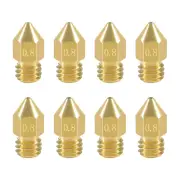 8 Pcs 0.8Mm MK8 Extruder Nozzles 3D Printer Nozzles for Creality Ender 3/3 Pro/3