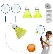 Rebound Badminton - Badminton Solo Trainer,Adjustable Hand-Eye Coordination Rebound Shuttlecock Practice Portable Racket Swing Set for Indoor