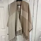 NEW SOIA & KYO scarfigan shawl cape poncho scarf sweater fringe knit pink OS