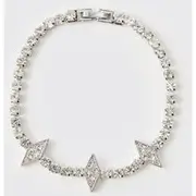Mens Silver Iced Spike Bracelet