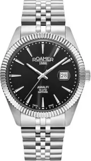 Roamer 852833 41 55 20 Amalfi Gents black silver Stainless Steel Men's Watch NEW