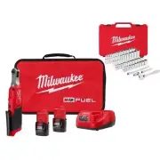 Milwaukee Cordless Ratchet Kit with SAE + Metric Mechanics Tool Set (51-Piece)