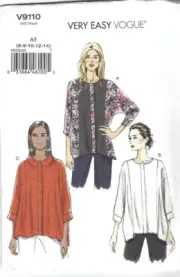 Vogue Sewing Pattern 9110, Loose-fitting Tops, Size 8 - 14, OOP, Uncut