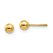 Madi K Kid's Earrings 14k Yellow Gold 4 mm Ball Hollow Screw Back Closure