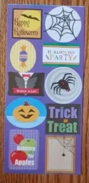 Halloween Stickers Scrapbook Journal Collage Spider Web Trick or Treat Fangs