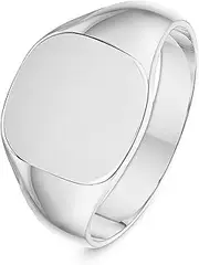 [LANDA JEWEL] Unisex Solid Sterling Silver Cushion or Oval Shape Heavy Weight Polished Signet Ring