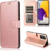 [JOJOBE] Leather Wallet Case for Samsung Galaxy A73 5G Case Magnetic Closure Cover case with Cash Slot Kickstand [4 Credit Card Slots] Compatible with Samsung A73-Rose Golden