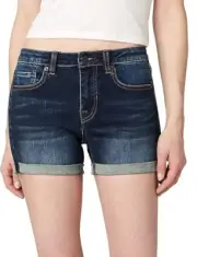 Buffalo David Bitton Women's Sanna Mid Rise Shorts Indigo 29