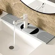 Kitchen Sink Splash Guard,60*10cm Stone Drying Mat,Stone Faucet Mat with a Sandpaper and 8 Non-Slip Dots,Diatomite Sink Mat for Kitchen&Bathroom Countertop Protect(Style B)